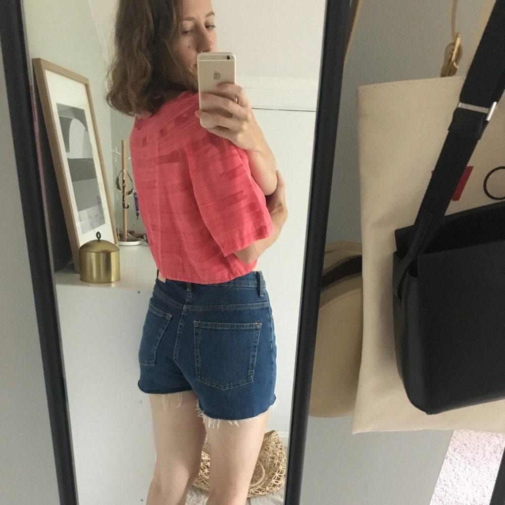 SOLD Hand Painted Silk Boxy Crop Top - Picture 6 of 7